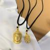 Colgante Grande Cabeza de Buda Boutique Tienda de Oro Cadena Clavícula Igual Oro Arena Vietnamita Buda Tathagata Collar Cuerda Negra Mujer Ajustable