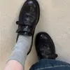 Mocasines Británicos de Velcro para Mujer 2026 Otoño Nuevo Retro Commute Zapatos Pequeños de Cuero Tacón Grueso Suela Suave Zapatos de Commute