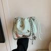 Bolso Balde con Cordón para Mujer 2025 Nueva Moda Casual Retro Plisado Bolso Nube Bolso Sobaco Bolso Bandolera de Hombro
