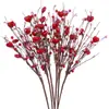 6 Cruzamentos Novo Dia dos Namorados Coração Fruta Vermelha Flor Artificial Galhos de Flores Decorativas Amazon Dia dos Namorados Estacas em Formato de Coração