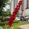 Oferta Especial Tema Rojo Grande Boda Flor Artificial Al Por Mayor Nuevo Estilo Chino Borgoña Flor de Guía de Camino Base de Fila de Flores Artificiales