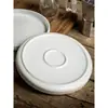 Prato de Cerâmica Branco com Listras Estilo Ins 8 polegadas Prato Simples para Bife Bolo Frutas Sobremesa Salada Prato Ocidental