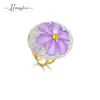 Anillo de Flor de Diamante de Acero Inoxidable Hongfei para Mujer Anillo Exagerado de Gama Alta Estilo Ins Venta al por Mayor Estilo Caliente Transfronterizo Europeo y Americano