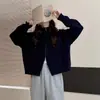 Outono e Inverno Novo Casaco Suéter com Zíper Duplo para Mulheres Espesso Estilo Coreano Gola Alta Design Casual Cardigã Tricotado Curto para Mulheres