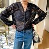 Nova Estilo Outono 2026 Socialite Estilo Chanel Camisa Vazada para Mulheres, Design de Manga Longa, Camisa Nafu Nanyou Shenzhen para Mulheres