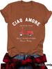 Estación Independiente Transfronteriza Verano Europeo y Americano CIAO AMORE Equipo de Motociclistas Suéter de Cuello Redondo Manga Corta ebay Camiseta para Mujer