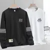 Moletom masculino, estilo primavera e outono, gola redonda, pulôver, camisa base de manga longa, top versátil casual solto, roupa masculina versátil