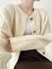 Chaqueta Suéter Retorcido Casual Simple Estilo Coreano Cuello Redondo para Mujer Otoño e Invierno Nuevo Holgado Cálido de Punto Reductor de Edad