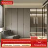 Casa inteira personalizada moderna vestiário de metal simples armário de vidro do quarto doméstico combinação da porta da porta da liga de alumínio roupeiro