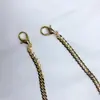 Corrente de cobre para bolsa corrente osso chato 1 metro de comprimento com fecho lagosta jantar bolsa feminina corrente de ombro cruzada acessórios dourado e prateado