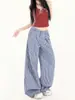 Pantalones Casuales Baggy de Pierna Ancha con Diseño a Cuadros Retro Americano 2026 para Hombres y Mujeres, Pantalones Sueltos Caídos de Largo Completo