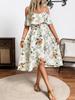 Ropa de Mujer de Comercio Exterior Europeo y Americano Amazon Vestido de Tirantes Estampado Floral Pequeño con Volantes Elegante Casual Nuevo