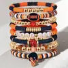 Pulsera de Rugby Transfronteriza Europea y Americana de Gran Venta Accesorios de Aleación con Goteo de Aceite Corazón de Cristal Estrella de Cinco Puntas Pulsera Elástica de Amistad