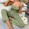 Pijama casual transfronterizo para mujer, camisola de verano con ribete de encaje y pantalones largos, conjunto de dos piezas sexy estilo europeo y americano para mujer en casa