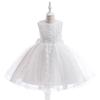 Europeu e americano novo vestido das meninas princesa vestido de malha pettiskirt sem mangas tridimensional flor bordado vestido desempenho vestido desempenho