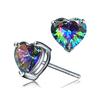 Cao Shi Douyin Celebridad de Internet Transmisión en Vivo Venta Caliente Moda Mini Aretes de Zircón en Forma de Corazón para Mujer Corazón Diamante de Color Aretes Multicolor