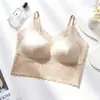 Fábrica de Lencería Shantou Stock Disponible Camisola de Satén con Encaje Ropa Interior para Mujer Cómoda Hermosa Espalda Chaleco Integrado Sujetador Primavera Verano