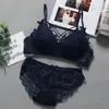 Venda Direta de Fábrica do Popular Conjunto de Renda Francesa Sem Fio para Sutiã e Calcinha Respirável Sexy com Costas Cruzadas