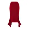Camiseta de cuello barco ajustada irregular Falda midi ajustada al cuerpo Conjunto de Lyocell para mujer Capa base de primavera y otoño Falda midi