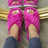 Pantuflas de felpa con tira cruzada para mujer, pantuflas transfronterizas de comercio exterior, pantuflas de punta abierta, pantuflas cálidas de algodón para el hogar para niñas