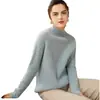 Suéter de Cashmere Feminino 100% Cashmere Puro Gola Alta Meia Gola Cor Sólida Feminino Grosso Torcido Pulôver Manga Longa Solto Suéter de Tricô