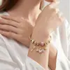 Pulseira de Contas DIY Europeia e Americana Asas de Anjo Coração Pulseira Aço Inoxidável Ajustável Pingente de Coração Pulseira de Amizade