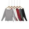 2642-26 Otoño Estilo Coreano Cuello Barco Mangas Murciélago Suelta Manga Larga Camiseta