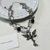 Collar Colgante de Doble Capa con Perlas Estilo Europeo y Americano para Mujer, Cadena para Clavícula de Diseño de Nicho Estilo Oscuro Retro
