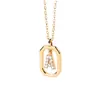 Moda Transfronteiriça Popular Cobre Banhado a Ouro Pingente Quadrado Colar Mini Letra Cor-Codificada Corrente da Clavícula Nicho Exquisito Luxo Leve