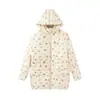 Exclusivo Transfronteiriço para o Popular Inverno Novo da Aliexpress Jaqueta de Algodão Quente com Capuz e Mangas Bufantes Estampada com Flores Doces
