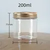 Botella transparente de PET de boca ancha de 200 ml para crema, tanque sellado de grado alimenticio para cosméticos, 71*71 mm en stock
