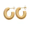 Pendientes Retro de Acero de Titanio Transfronterizos que no se Desvanecen, Pendientes de Lujo Ligero de Moda de Gama Alta para Mujer, Pendientes de Textura Geométrica Estilo Europeo y Americano