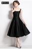 Francês Hepburn estilo nicho elegante retro sling grande bainha vestido drapeado pettiskirt vestido