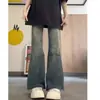 Jeans de Pierna Recta para Mujer Otoño Delgados Estilo Americano Vintage Antiguos Cintura Alta Adelgazantes Estilo Pequeño Pantalones de Pierna Ancha Estrechos