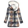 Gabardina de invierno para mujer, abrigo con capucha y estampado a cuadros 3D grueso, estilo europeo y americano, venta al por mayor, 2023