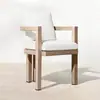 Mesa y Sillas de Patio de Teca Estilo Wabi-Sabi Mesa Larga Grande Mesa y Sillas de Ocio Anticorrosión para Jardín Exterior Terraza Villa