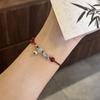 Mariposa Posada Junta de Bambú Hoja de Bambú Cuerda Roja Pez Pequeño Cuerda de Mano Pulsera Tejido Chino Hecho a Mano Simple Regalo para Pareja Mejor Amiga