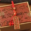Llavero Original de Latón Rojo Aceite Namo Amitabha Buda con Cuerda Tejida Hecha a Mano Decoración Colgante para Llave de Coche