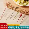 Palitos de fruta descartáveis com pontas decorativas em nó, palitos de tesoura, decoração de frango, vinho, hambúrguer, sanduíche, arte, espinheiro-alvar cristalizado, palitos de bambu
