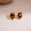 Pendientes Geométricos de Ojo de Tigre con Aguja de Plata Transfronterizos Europeos y Americanos, Pendientes de Moda Retro de Nicho Otoño e Invierno, Pendientes de Lujo Ligero de Gama Alta