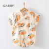 Roupas de Bebê para Primavera e Verão: Macacão de Engatinhar Estilo Kimono, Pijamas Infantis, Novo Macacão de Manga Curta em Gaze de Algodão Bambu Estilo Chinês