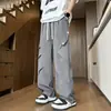 Calças masculinas de verão leves com bom caimento, design de workwear solto estilo americano, calças casuais esportivas de seda gelada de secagem rápida, modernas