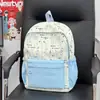 Mochila estampada de cachorrinho listrado de desenho animado para meninas, fresca e de grande capacidade, bolsa de ombro versátil para o dia a dia, escola para alunos do ensino fundamental II e médio