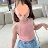 Regata Fina de Verão para Meninas, Regata de Seda Gelo com Alça para Uso Externo, Regata Tricotada de Gola Redonda Infantil, Regata de Verão com Alça Estilo Coreano