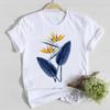 Flores hortícolas patrón de personalidad cuello redondo estampado camiseta blanca manga corta para mujer comercio exterior transfronterizo wish/ebay Amazon