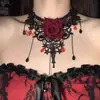 Colar de Renda Rosa Escura Retro Halloween Acessível Luxo Nicho Corrente para Clavícula Colar de Pescoço Elegante