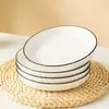 Estilo Nórdico Vajilla Cerámica Plato Hondo Blanco Puro Plato Sencillo Plato para Arroz Plato Creativo Plato Plato para Sopa Plato Hondo