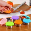 Taza para Salsa de Acero Inoxidable 304 Transfronteriza con Tapa de Silicona Grado Alimenticio Contenedor para Aderezo de Ensalada Mostaza Salsa de Tomate Plato para Mojar