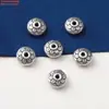 Accesorios de Plata de Ley 999 Plata Pura Platillo Volador Vajra Mortero Botón Cuentas Espaciadoras Cuentas Barril Accesorios Retro 3D Plata Dura Material DIY