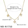 Colar europeu e americano de moda transfronteiriça em formato de coração com strass e pérolas, aço inoxidável, para mulheres, joia de luxo leve, elegante e moderna